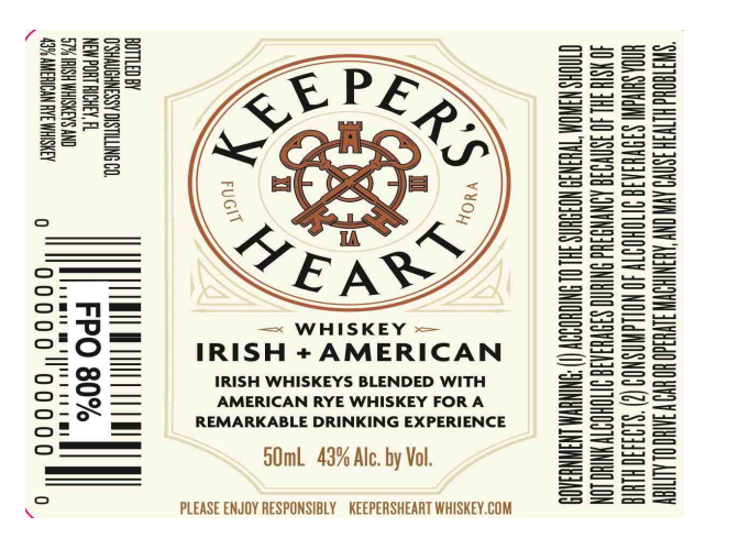 TABC label artwork for Keeper's Heart Irish + American Whiskey