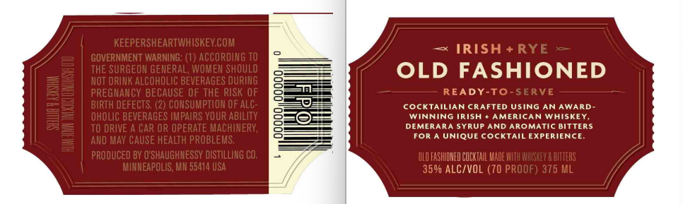 TABC label artwork for Keeper's Heart Old Fashioned Whiskey