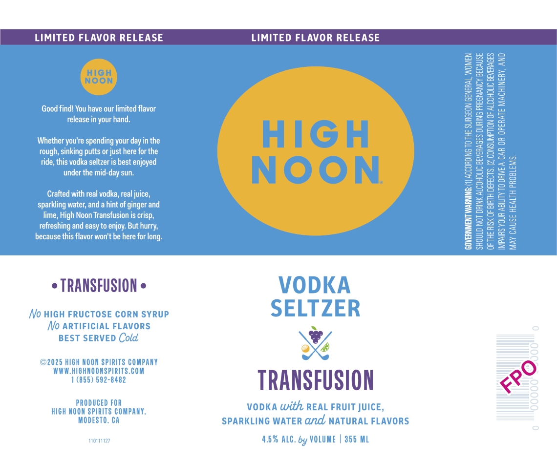 TABC label artwork for High Noon Transfusion