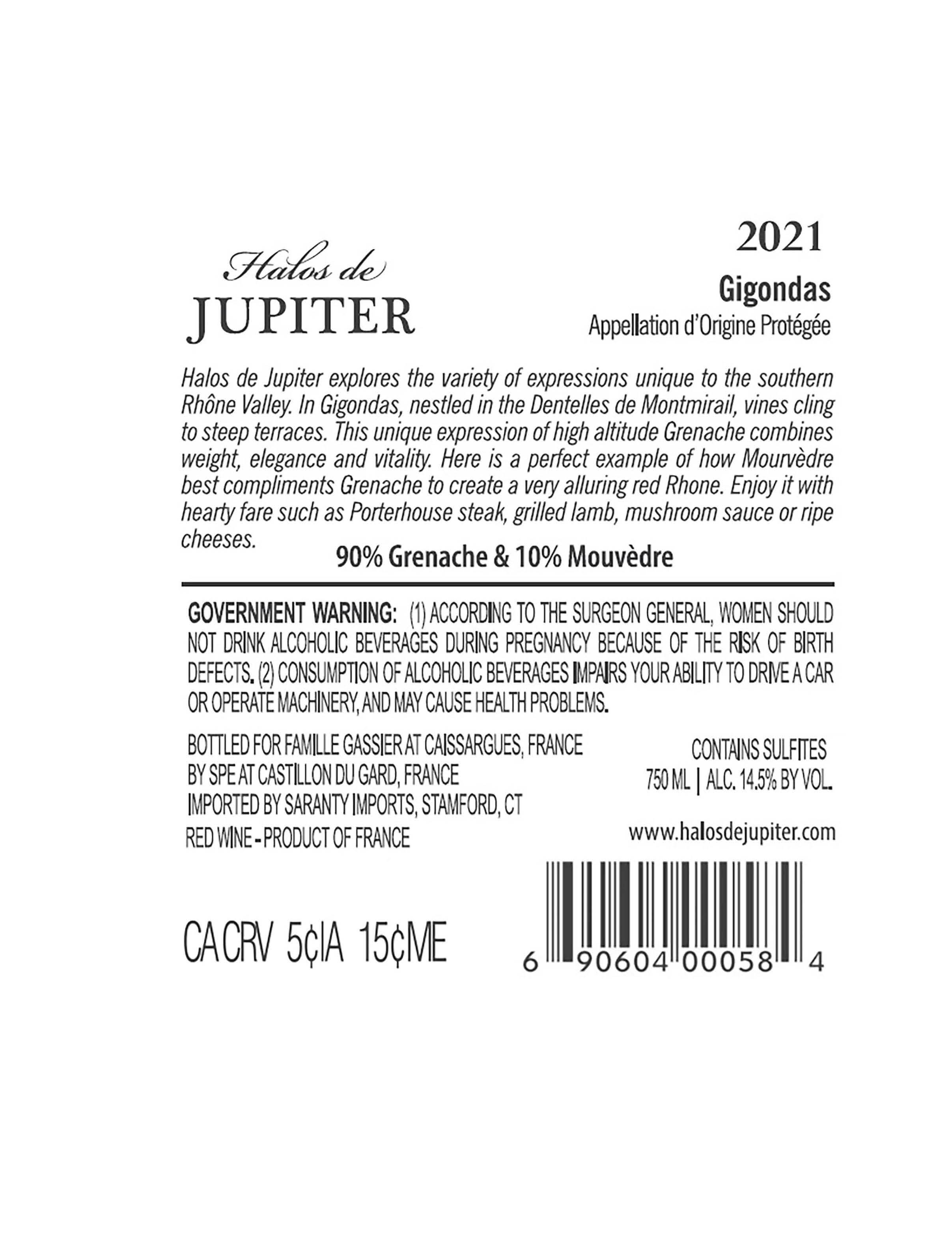 TABC label artwork for Halos de Jupiter Gigondas
