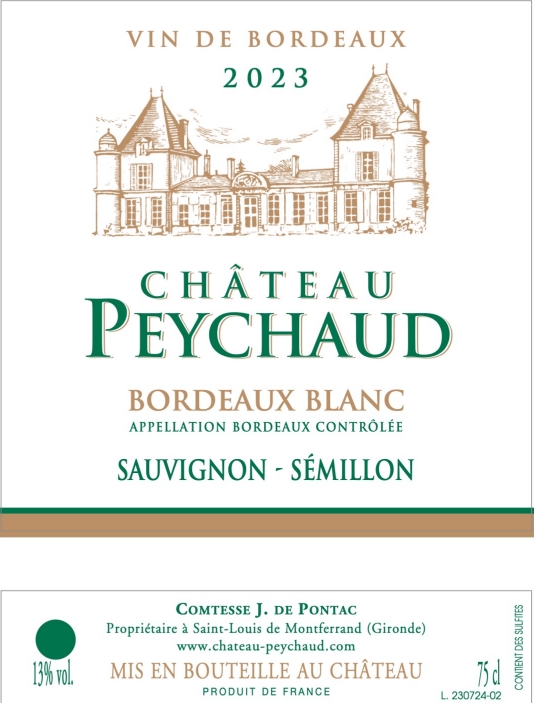 TABC label artwork for Chateau Peychaud Bordeaux Blanc