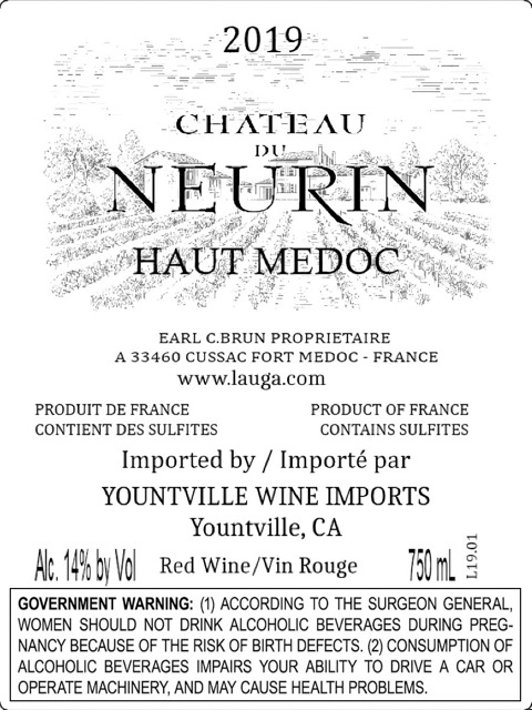 TABC label artwork for Chateau du Neurin