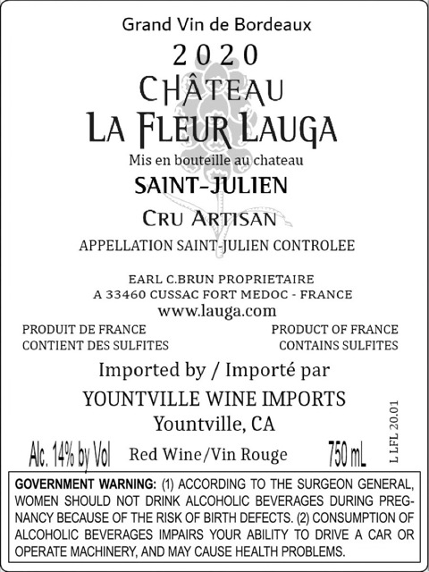 TABC label artwork for Chateau La Fleur Lauga Saint Julien