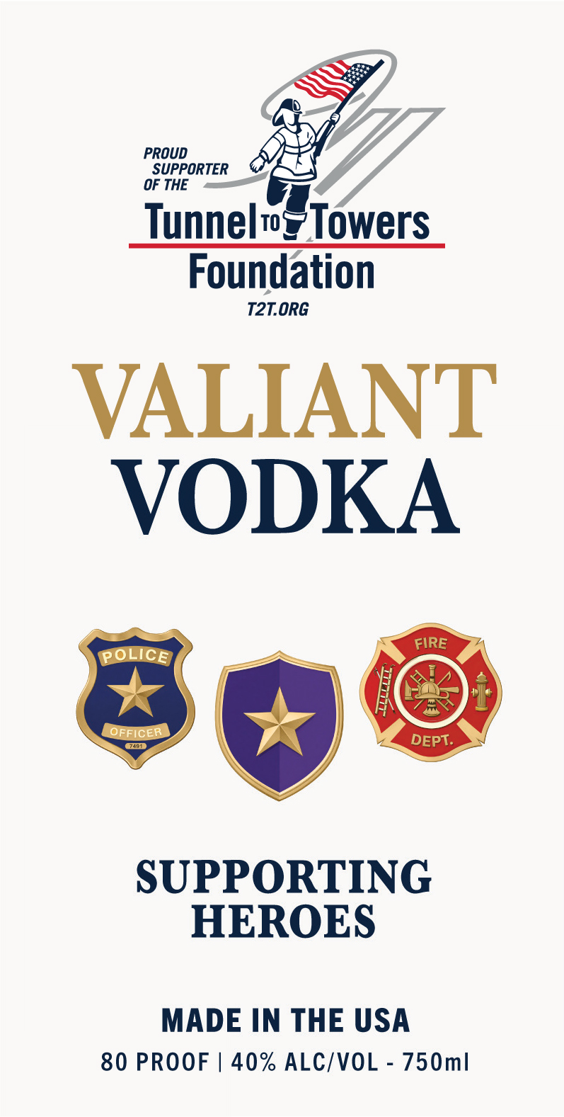 TABC label artwork for Valiant Vodka