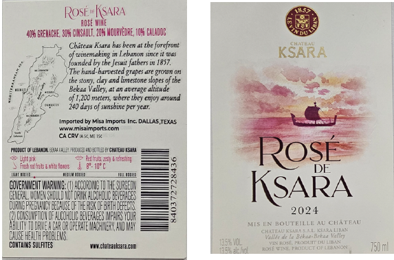TABC label artwork for CHATEAU KSARA ROSE DE KSARA