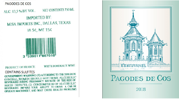 TABC label artwork for PAGODES DE COS DESTOURNEL