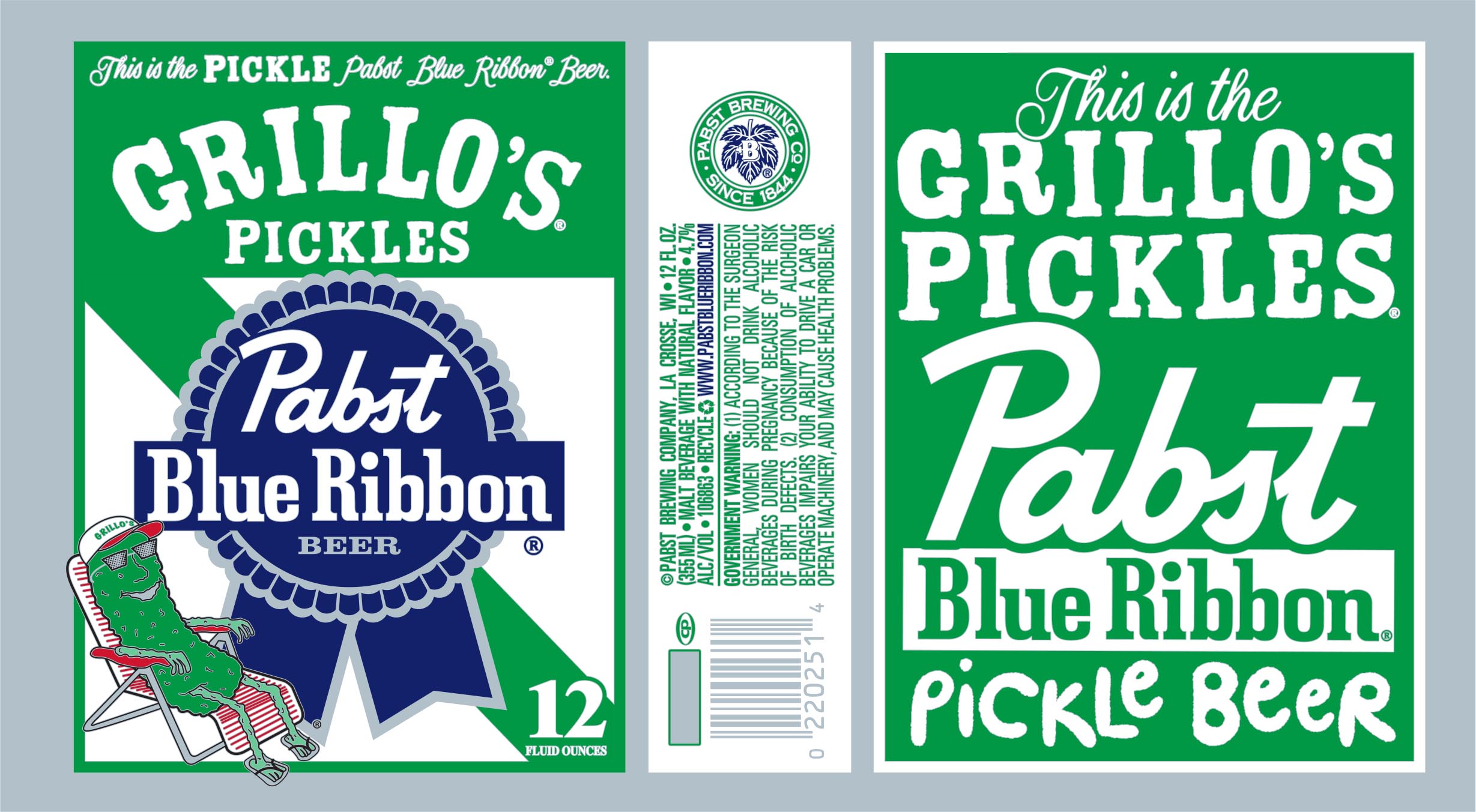 TABC label artwork for Pabst Blue Ribbon Grillo's