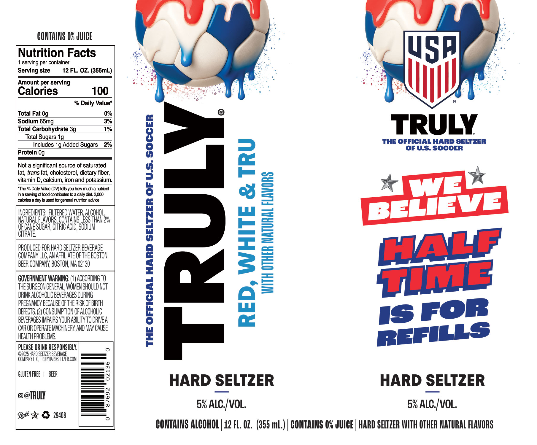 TABC label artwork for Truly Hard Seltzer Red, White & Tru