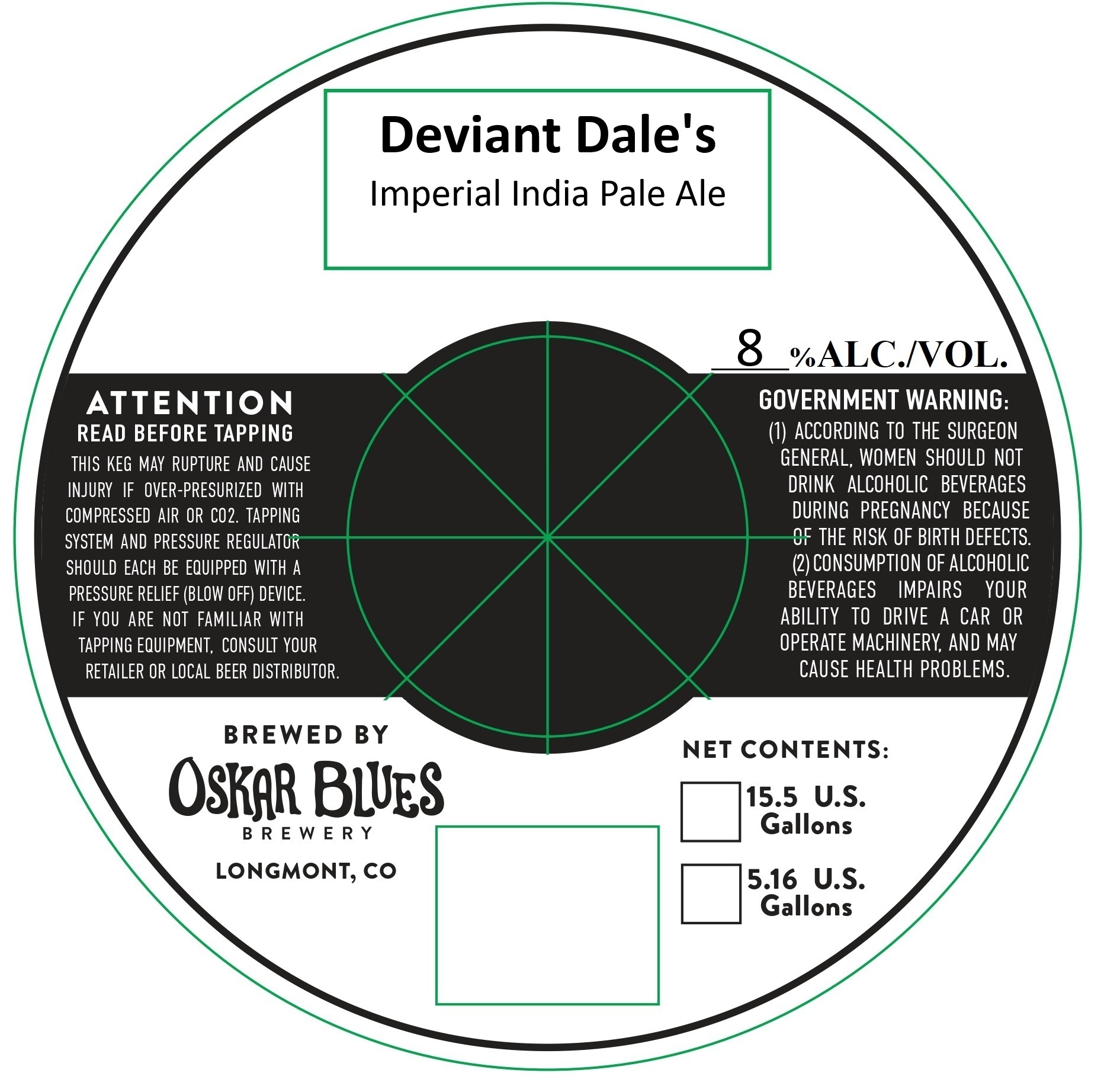 TABC label artwork for OSKAR BLUES BREWERY DEVIANT DALE'S KEG