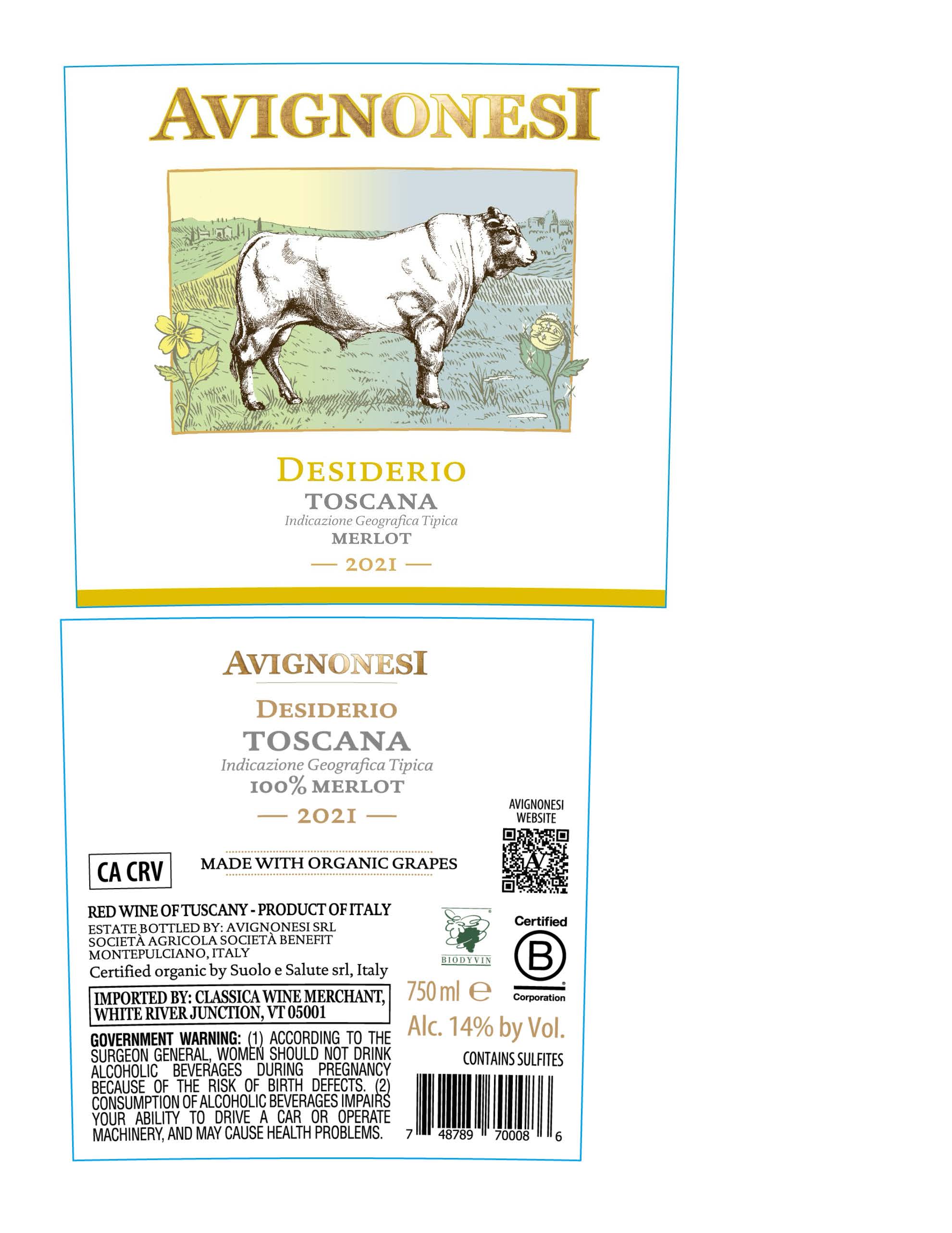 TABC label artwork for Avignonesi Desiderio