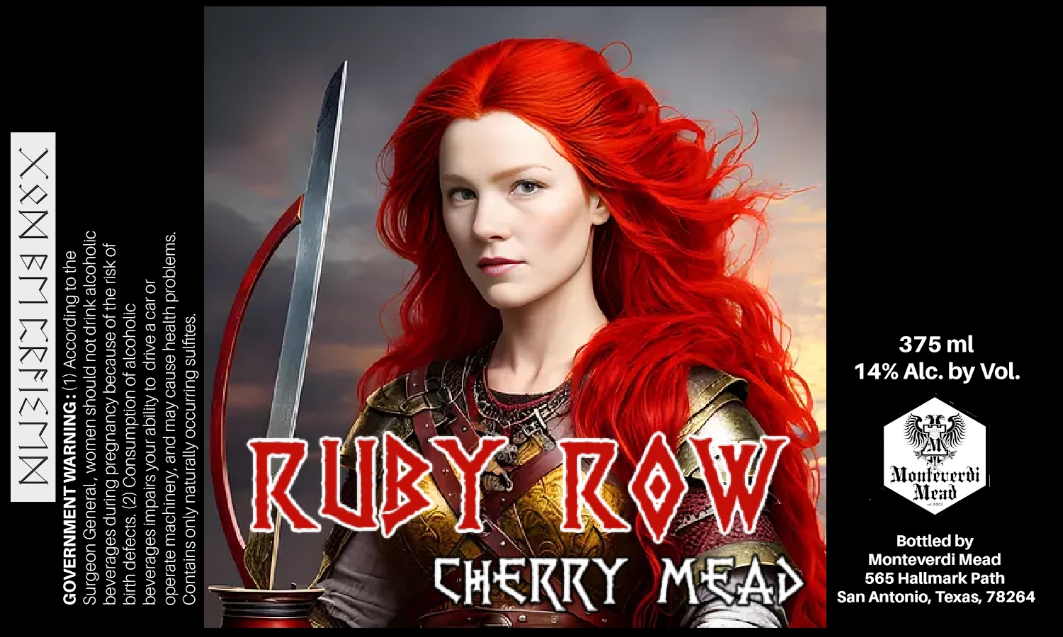 TABC label artwork for Ruby Row Cherry Mead