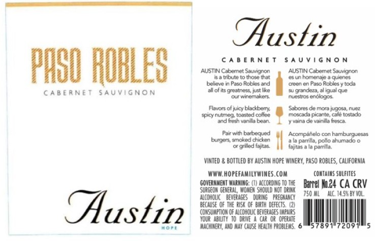 TABC label artwork for Austin Hope Cabernet Sauvignon