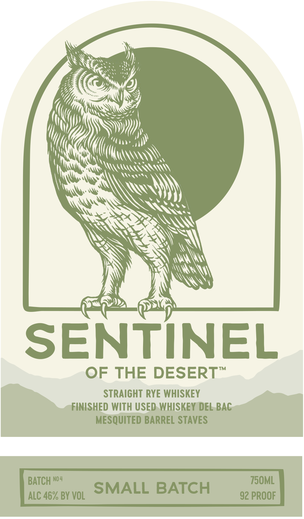 TABC label artwork for SENTINEL OF THE DESERT RYE SMALL BATCH