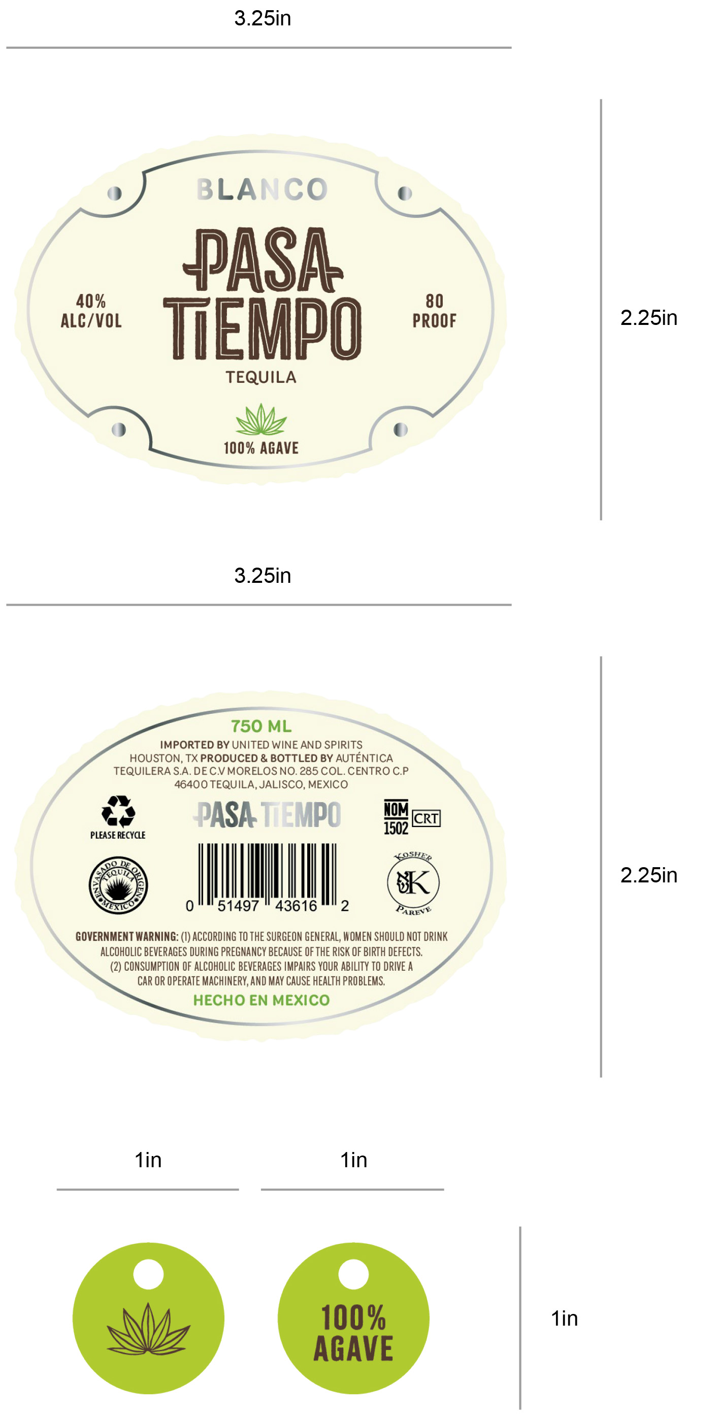 TABC label artwork for PASA TIEMPO BLANCO