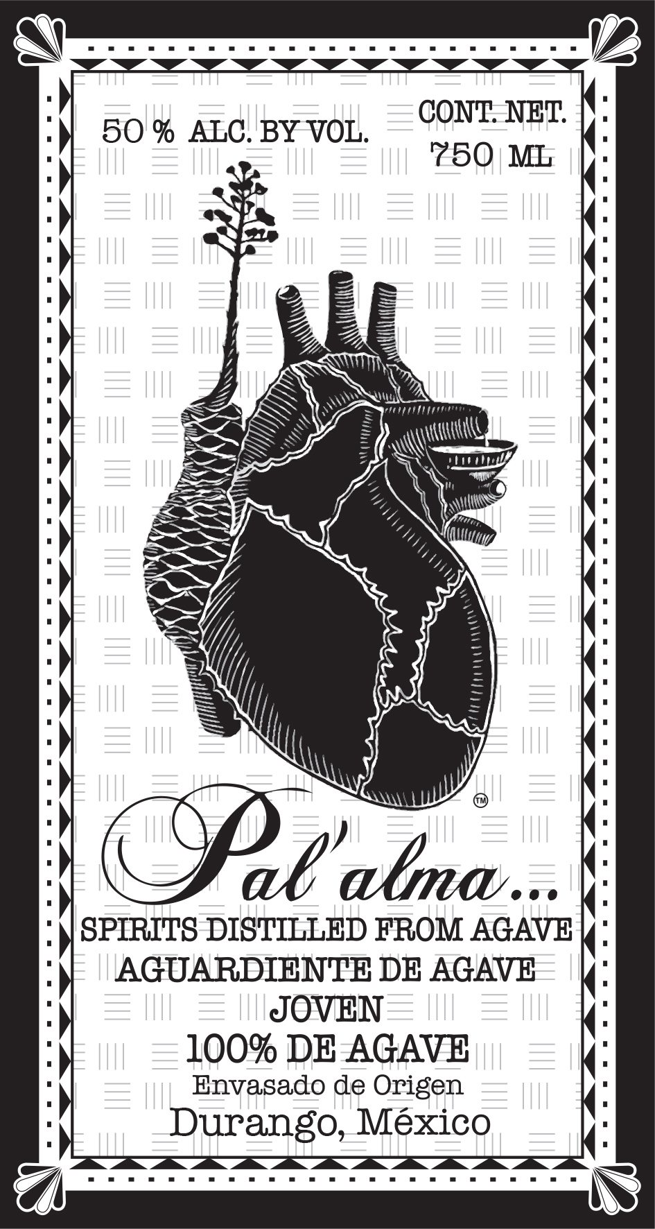 TABC label artwork for Destilado de Agave, Lamparillo - Durango, Pal'alma