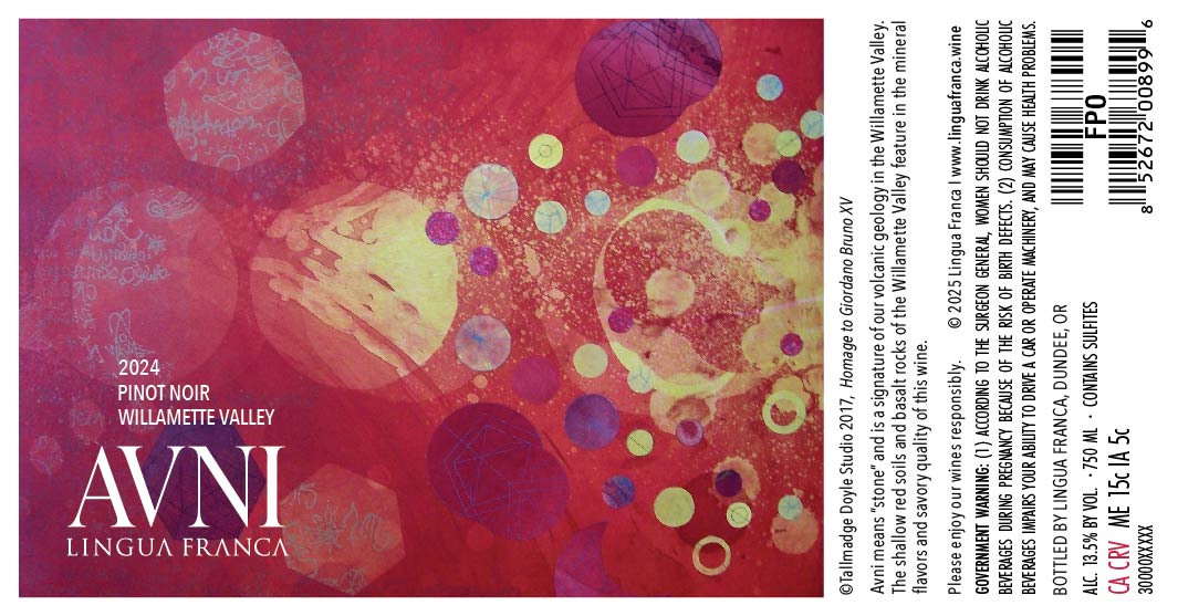 TABC label artwork for Lingua Franca Avni Pinot Noir Willamette Valley
