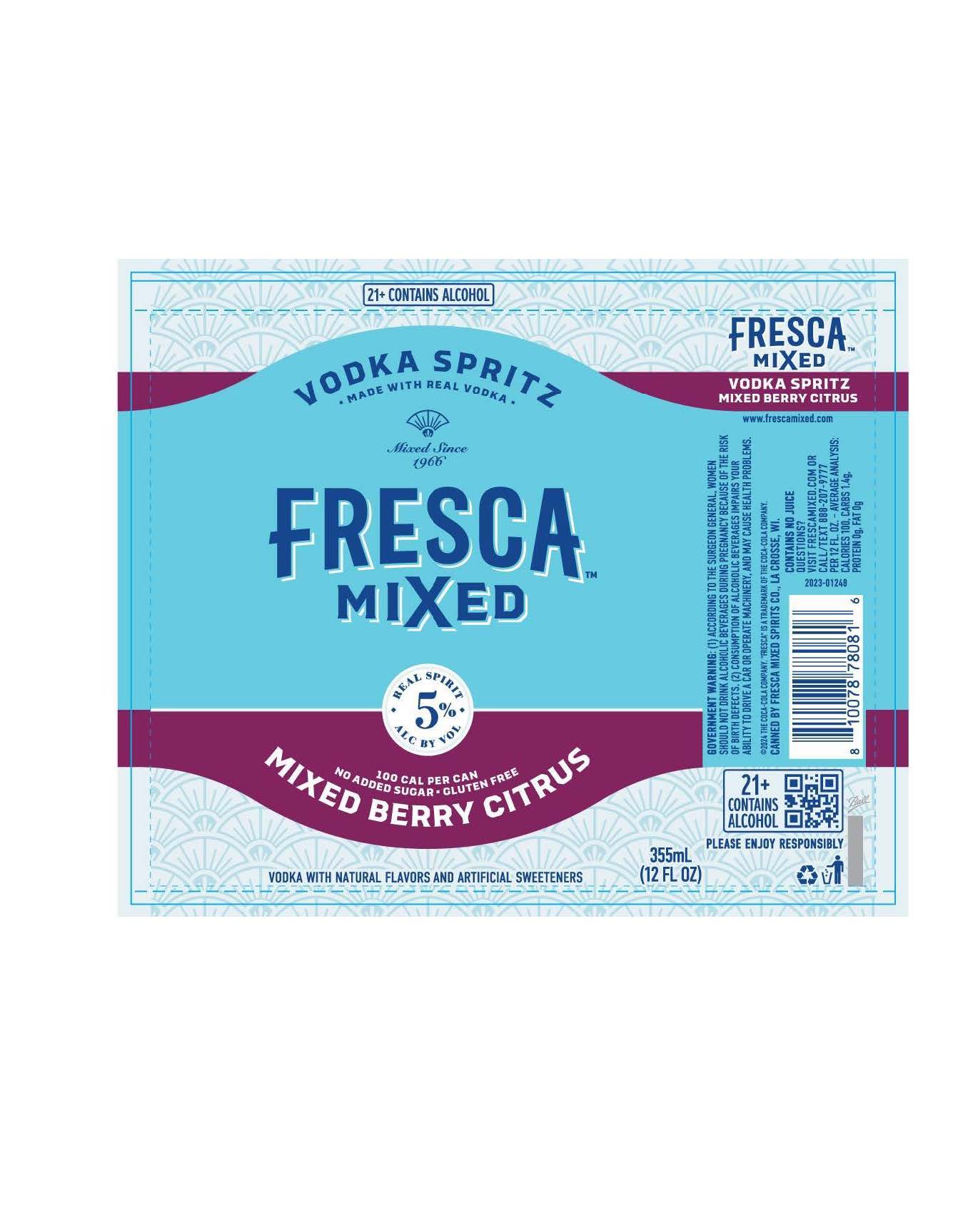 TABC label artwork for FRESCA MIXED Mixed Berry Citrus Vodka Spritz