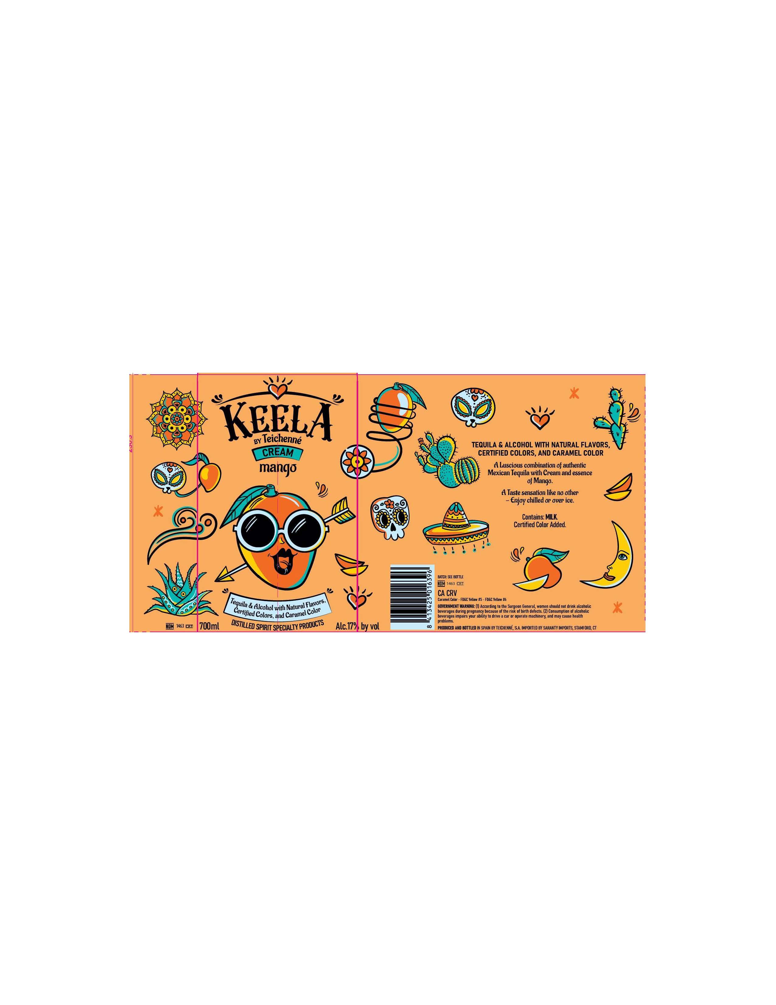 TABC label artwork for Keela Mango Cream with Tequila