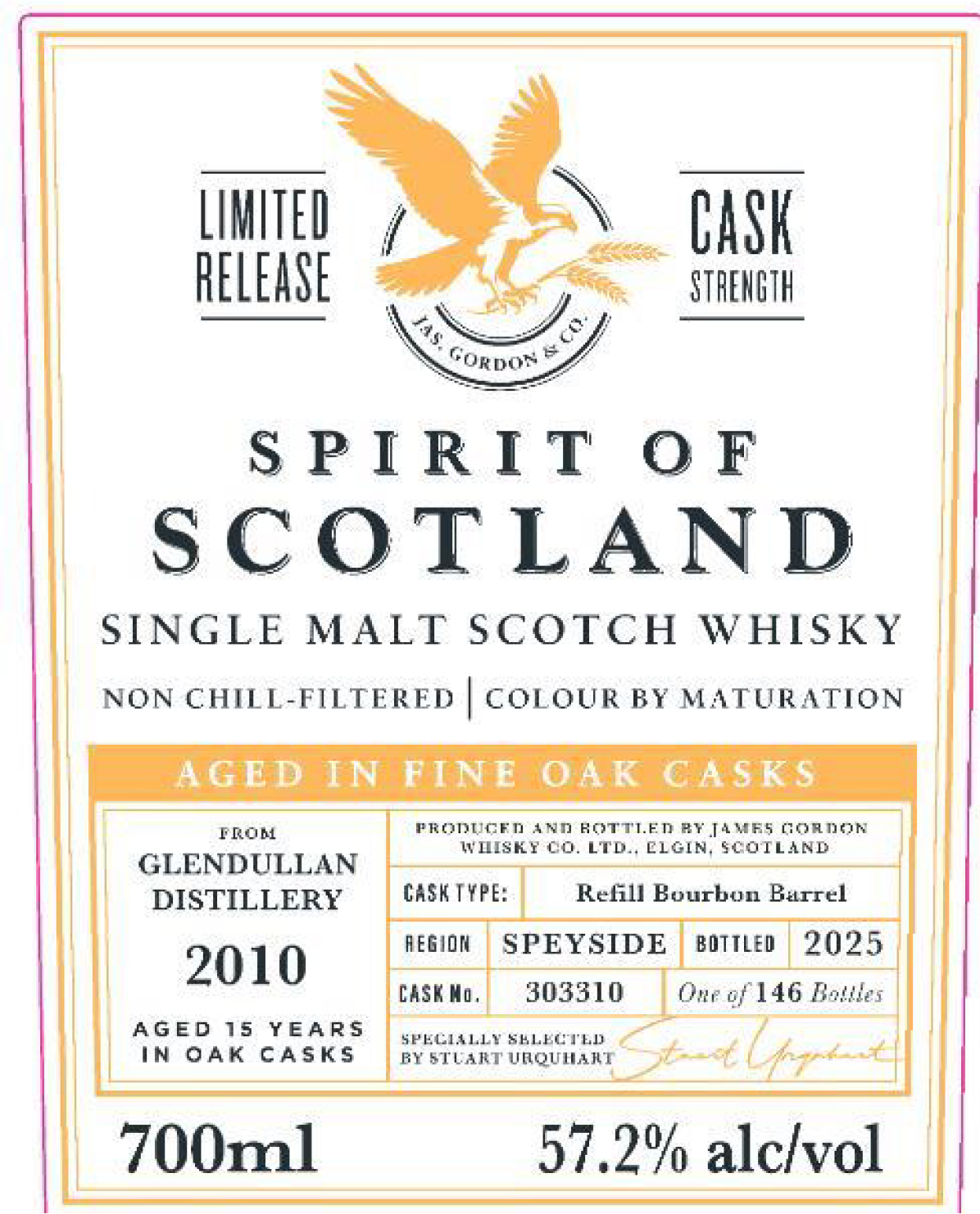 TABC label artwork for Spirit of Scotland Glendullan 15 Yr