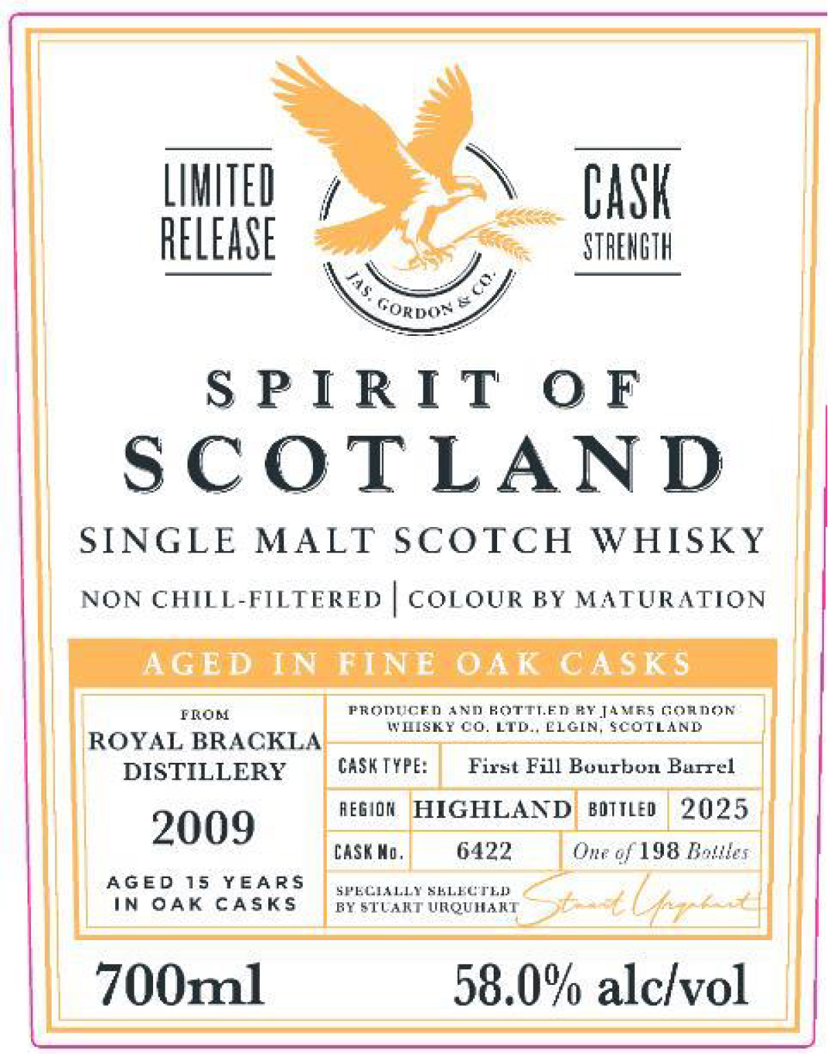 TABC label artwork for Spirit of Scotland Royal Brackla 15