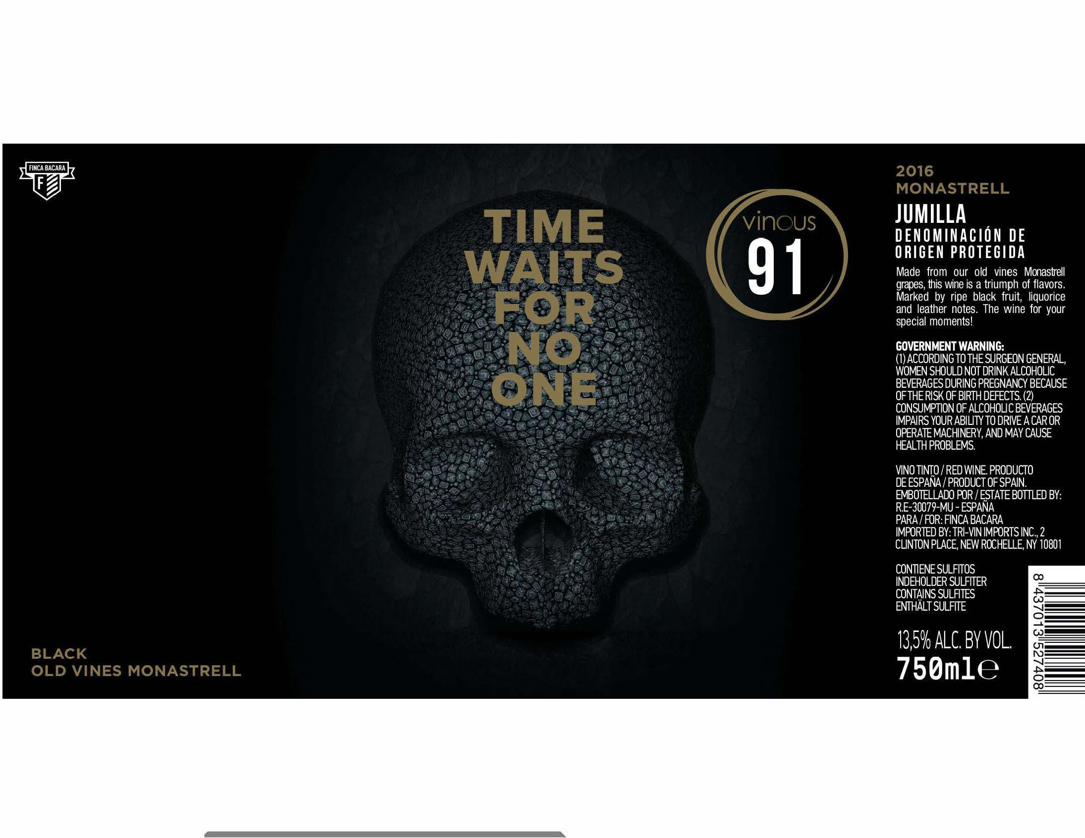 TABC label artwork for Time Waits For No One Black Skull