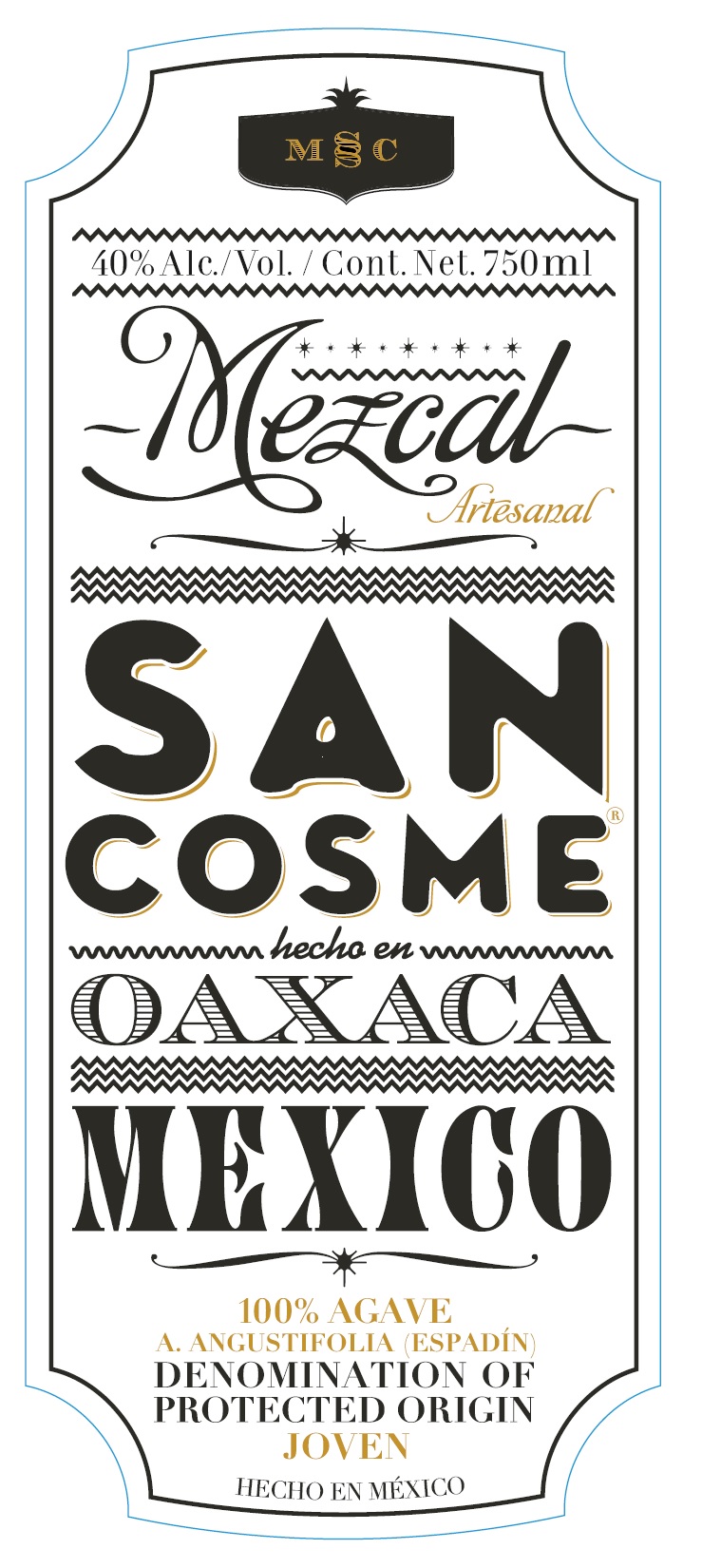 TABC label artwork for San Cosme Mezcal Artesanal