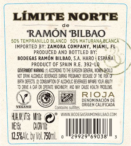 TABC label artwork for Ramon Bilbao Limite Norte Reserva 2017