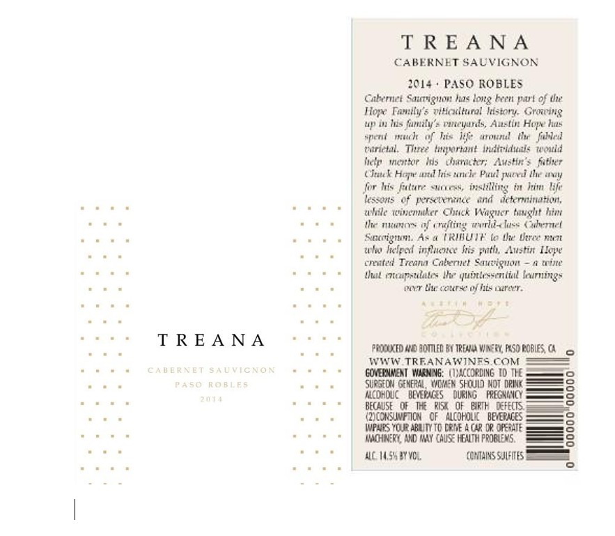 TABC label artwork for Treana Cabernet Sauvignon