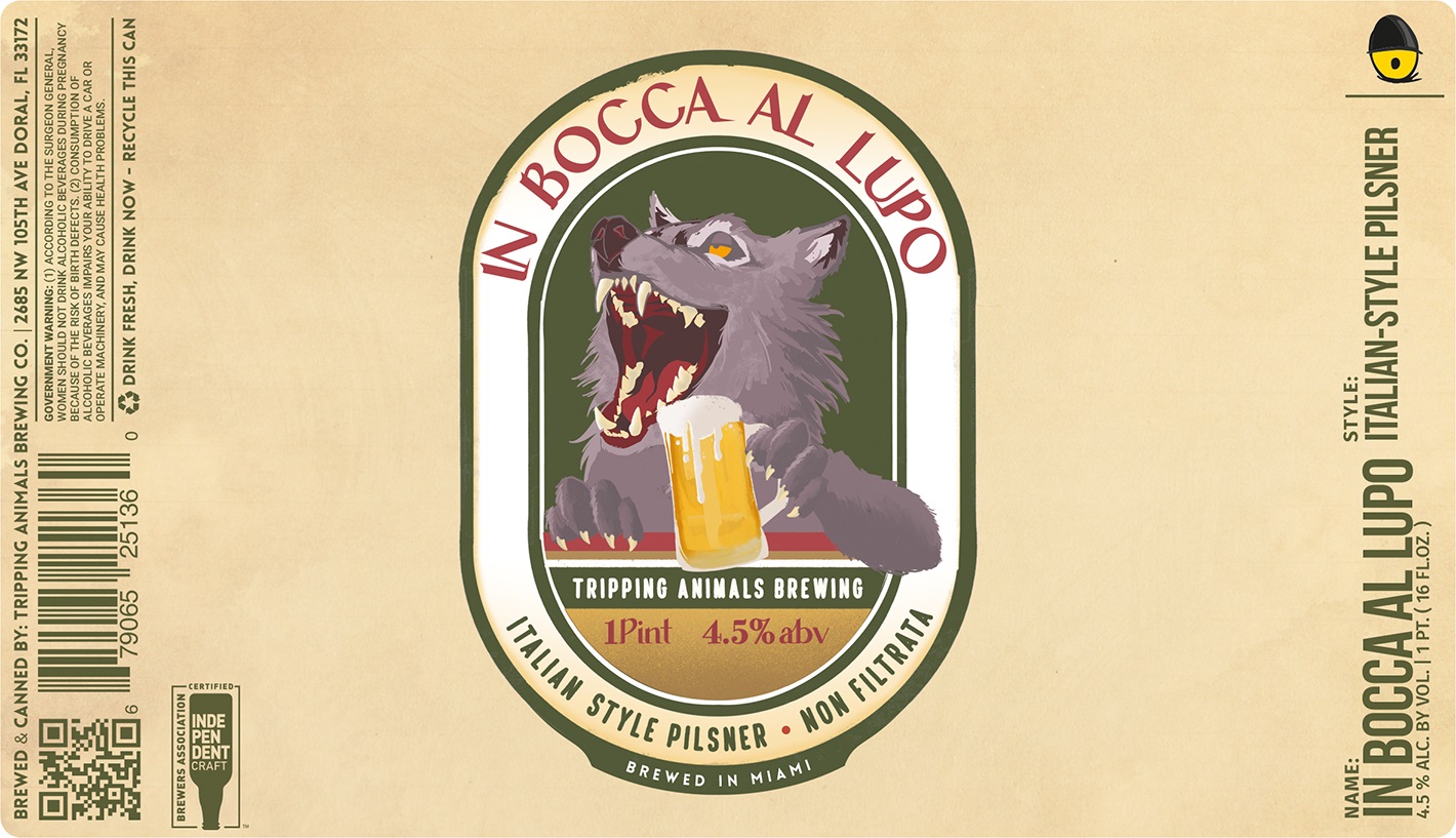 TABC label artwork for IN BOCCA AL LUPO