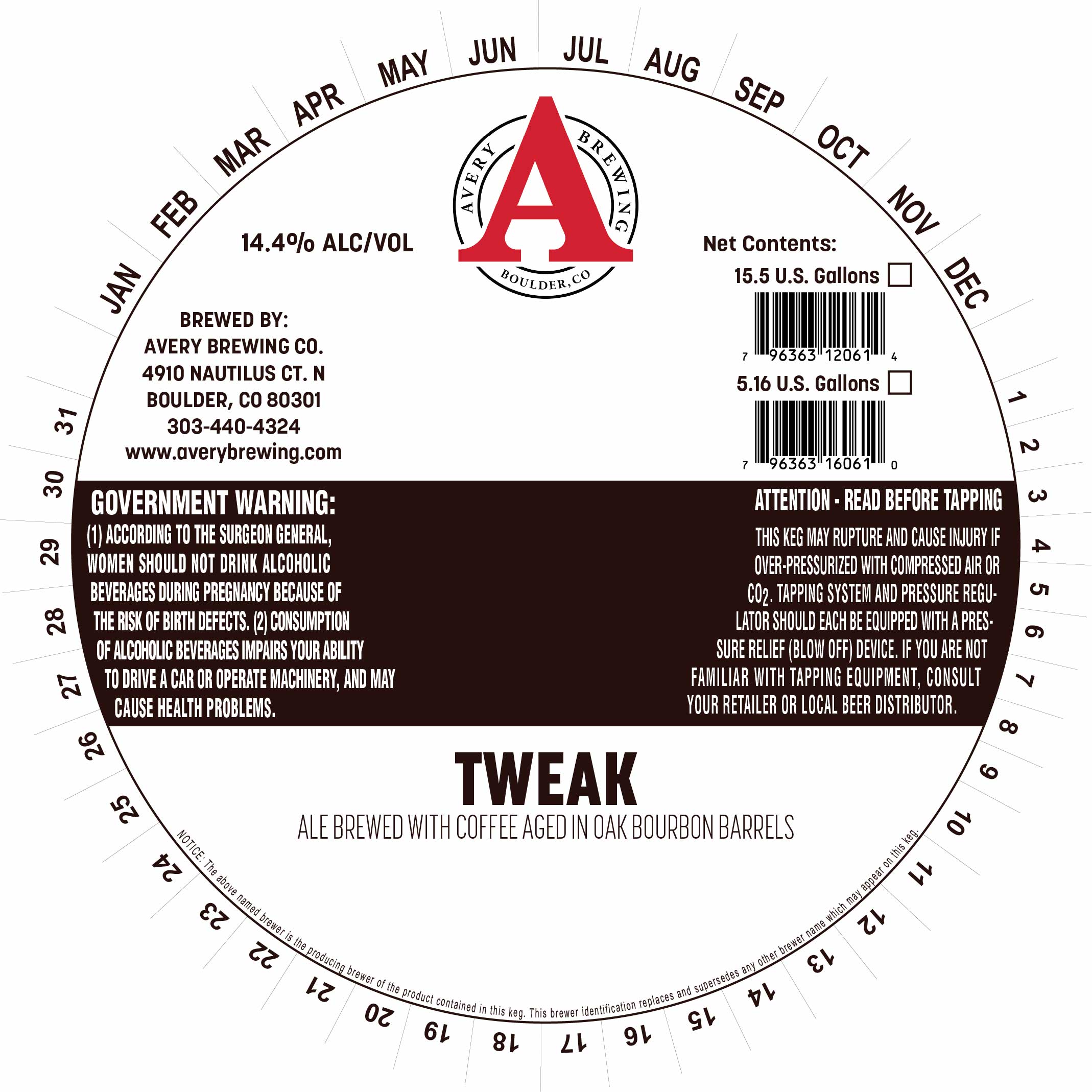 TABC label artwork for Avery Brewing Co. Tweak