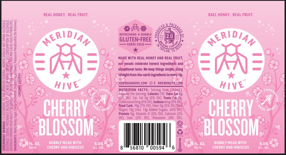 TABC label artwork for Meridian Hive Cherry Blossom