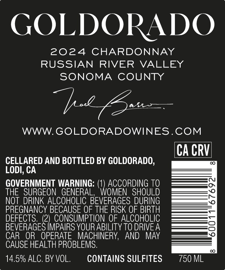 TABC label artwork for GOLDORADO CHARDONNAY RUSSIAN RIVER VALLEY