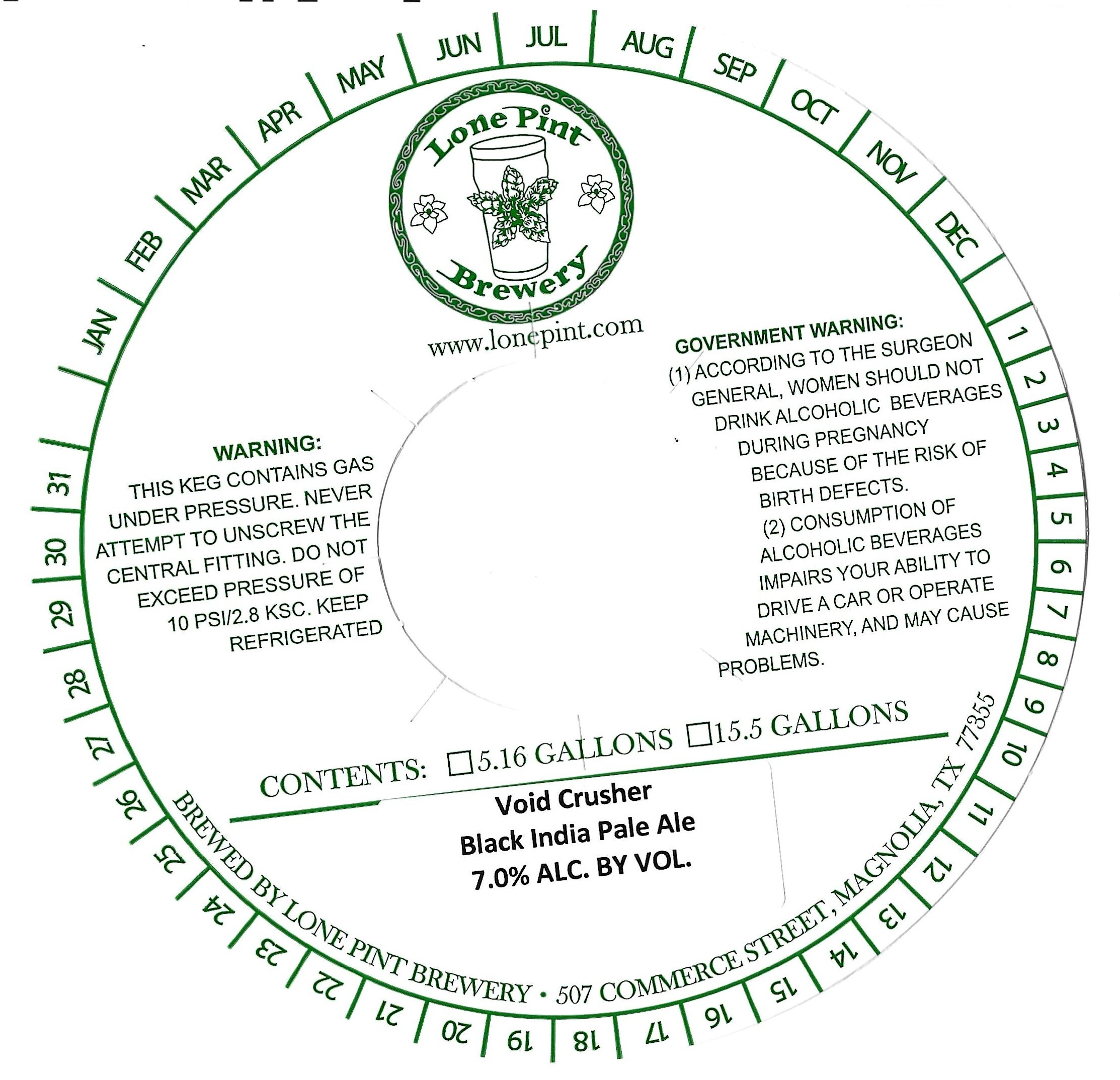 TABC label artwork for Void Crusher Black India Pale Ale