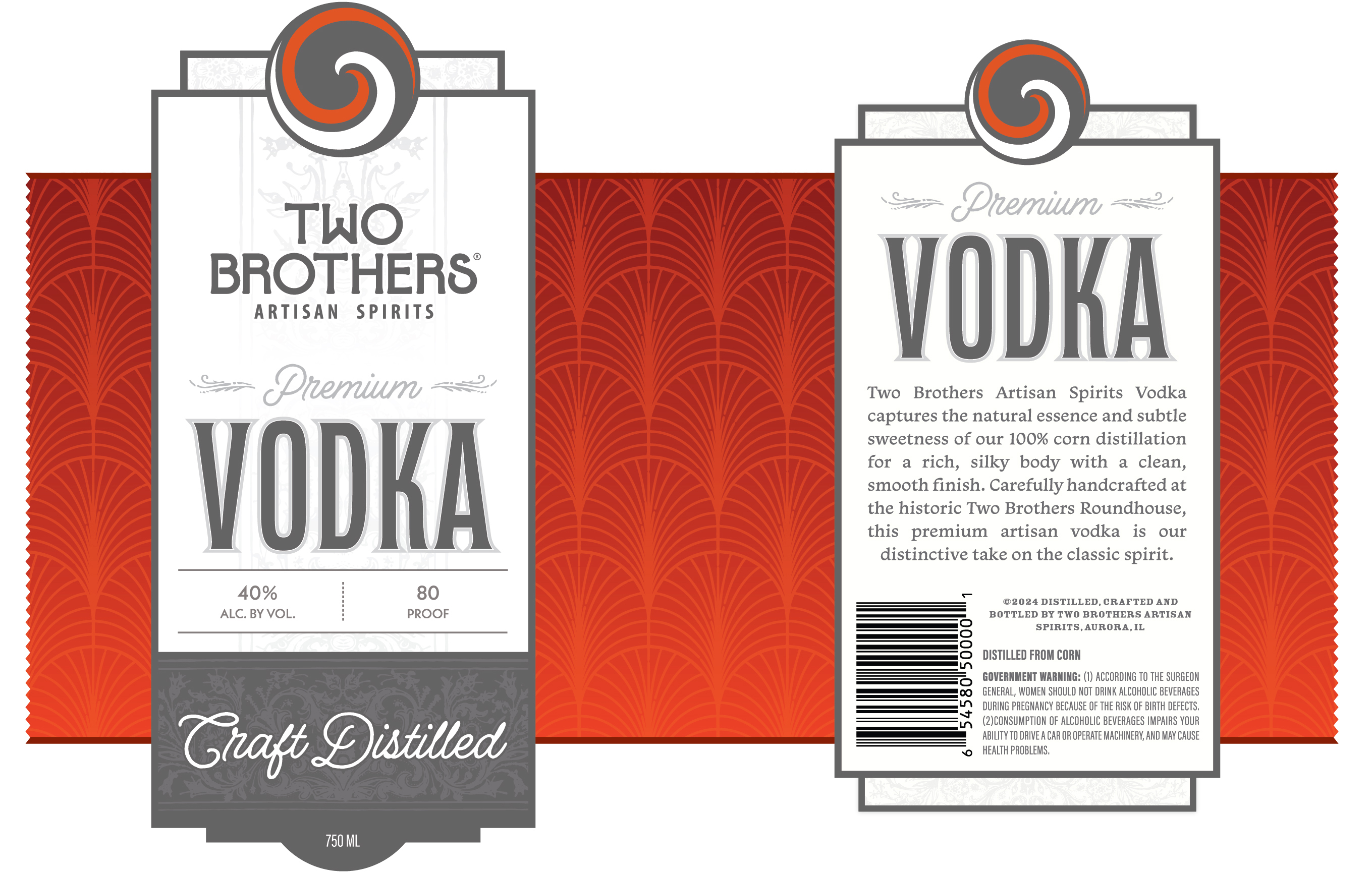 TABC label artwork for Two Brothers Artisan Spirits Premium Vodka