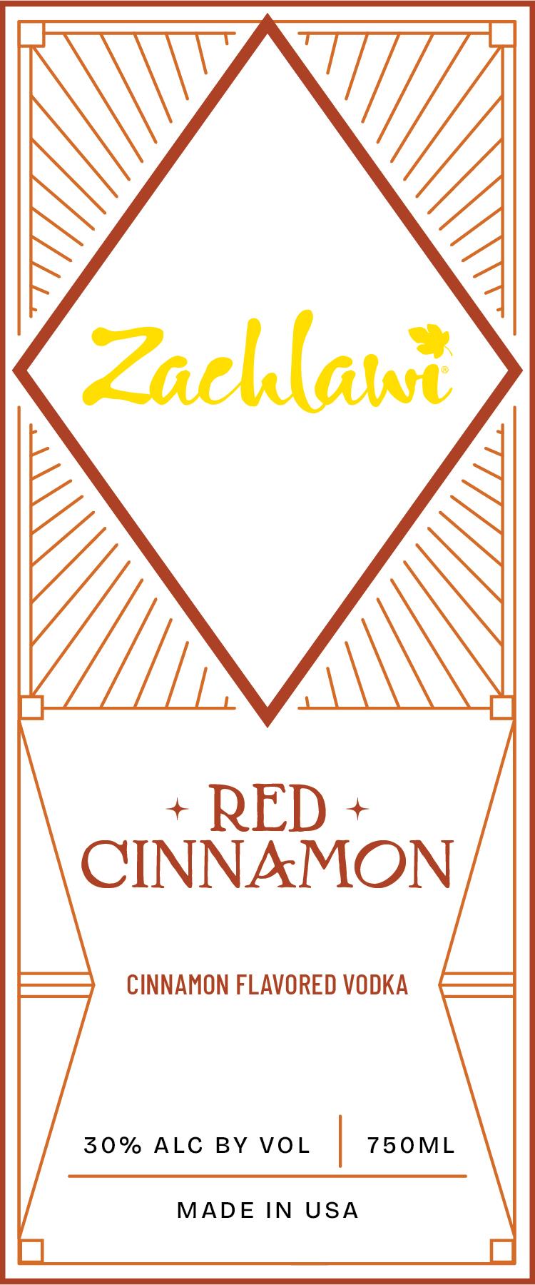 TABC label artwork for Zachlawi Red Cinnamon Vodka