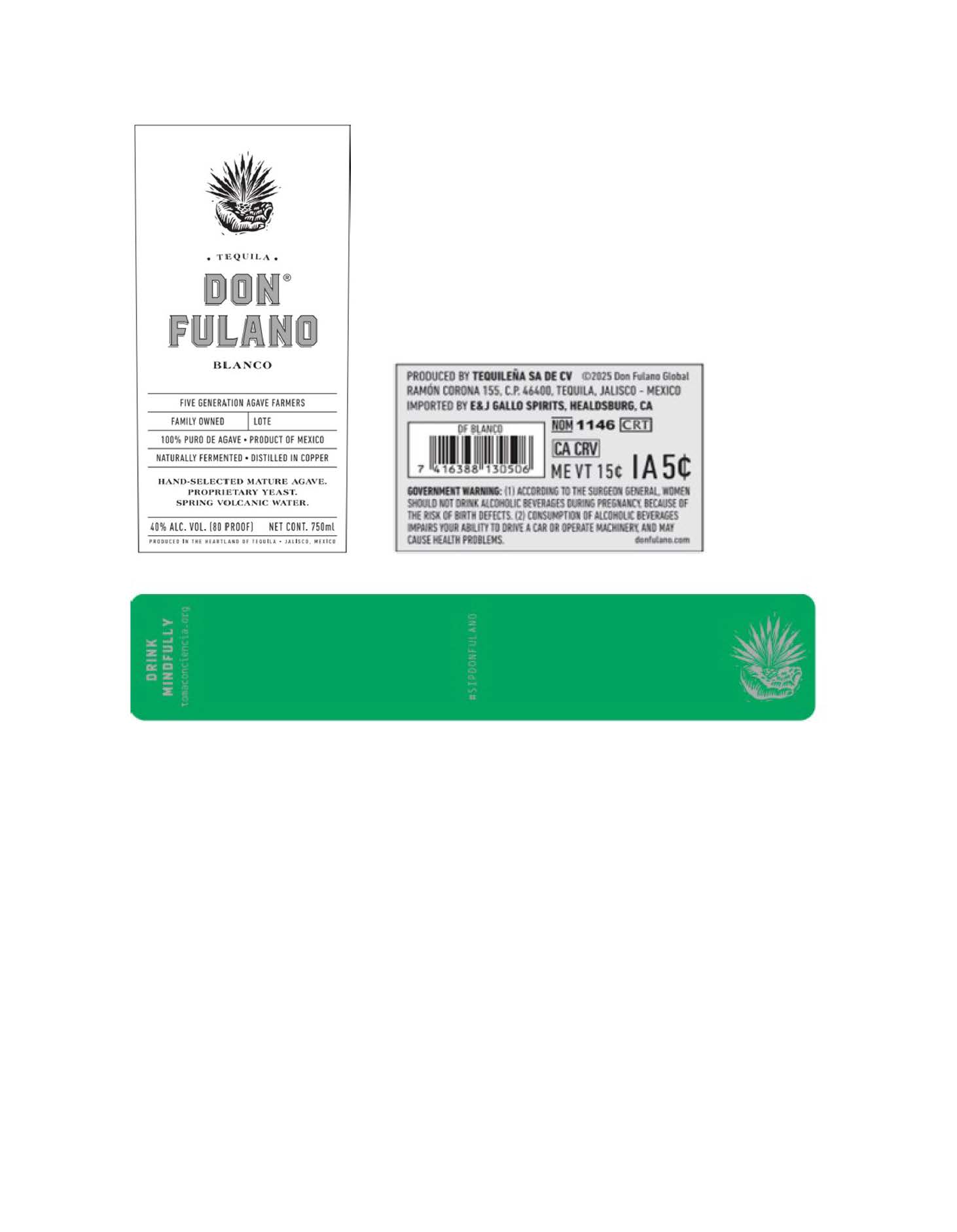 TABC label artwork for Don Fulano Blanco