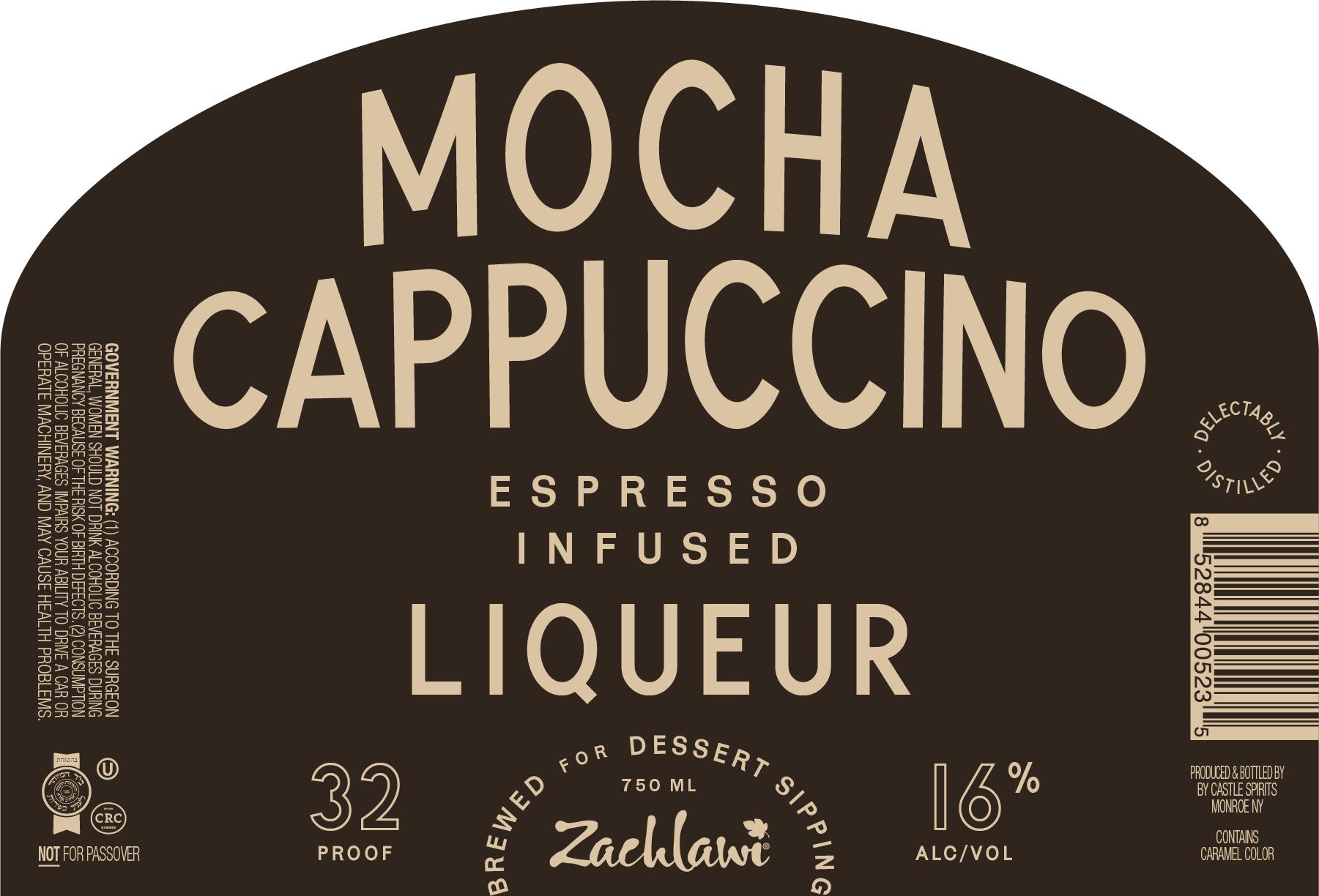 TABC label artwork for Zachlawi Mocha Cappuccino Liqueur