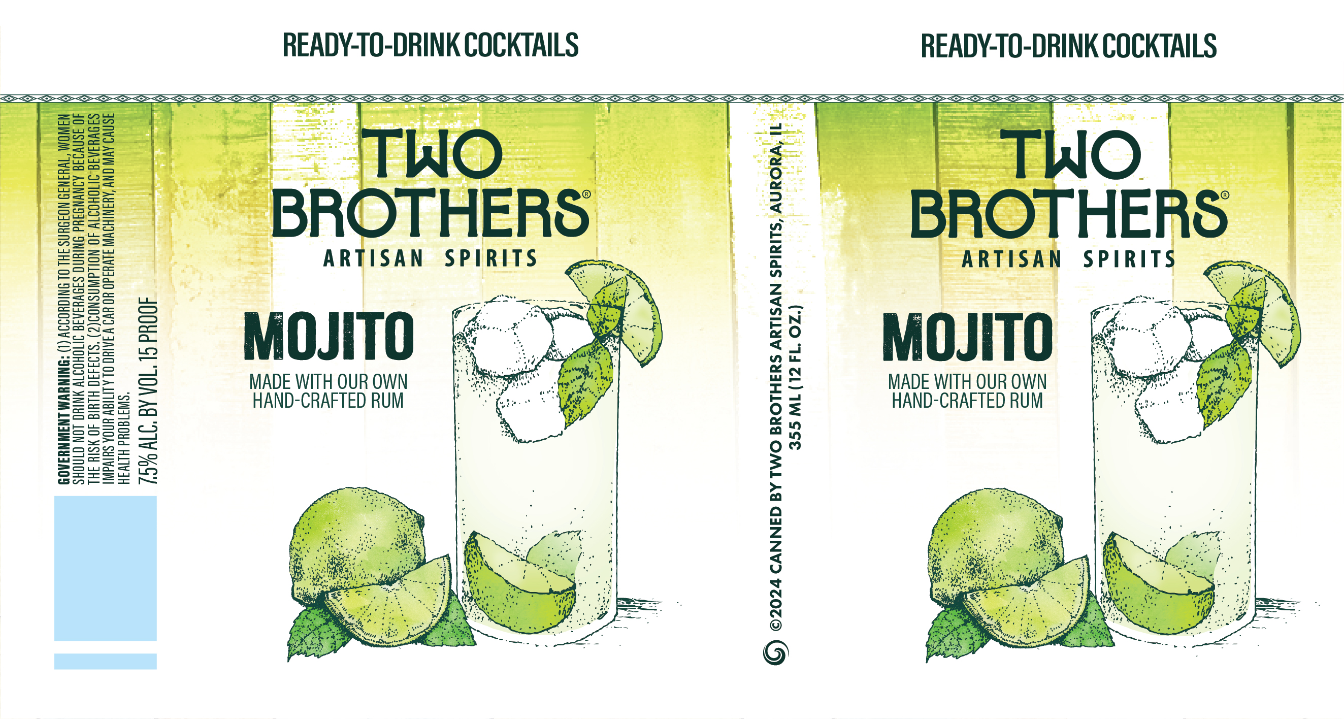 TABC label artwork for Two Brothers Artisan Spirits Mojito