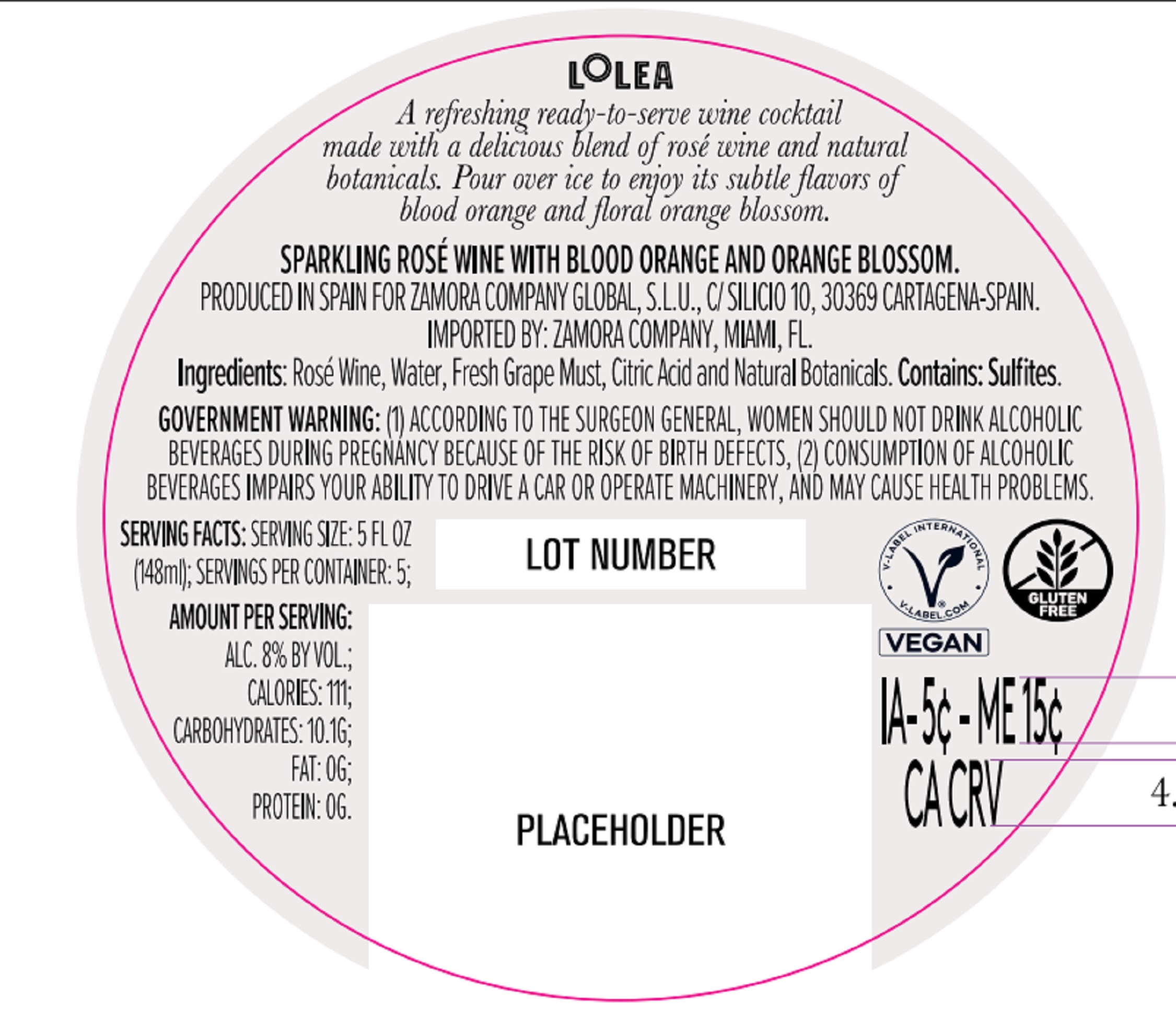 TABC label artwork for Lolea Floral Spritz