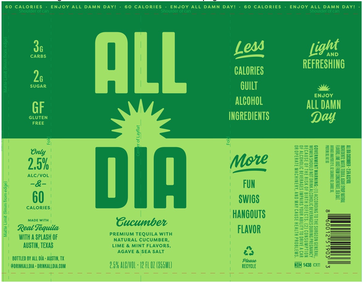 TABC label artwork for All Dia Cucumber