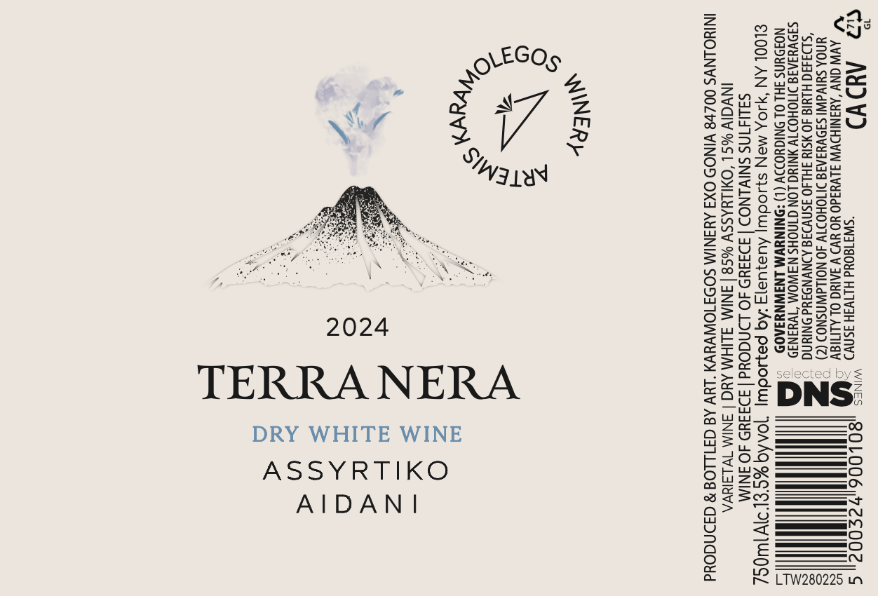 TABC label artwork for Artemis Karamolegos Winery Terra Nera White