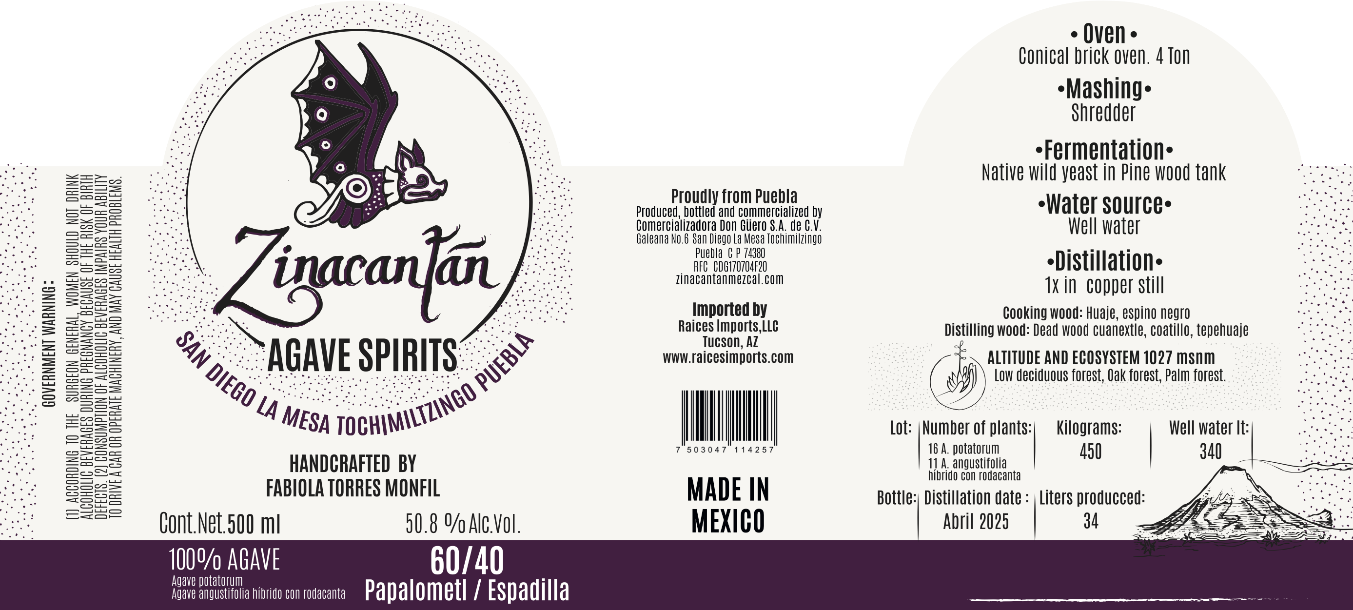 TABC label artwork for Zinacantan Ensamble 60/40