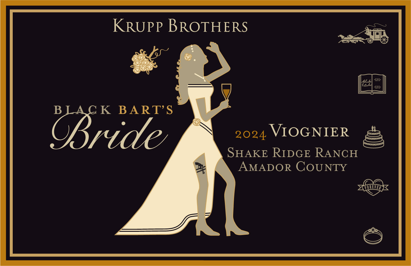 TABC label artwork for Krupp Brothers Black Bart's Bride Viognier