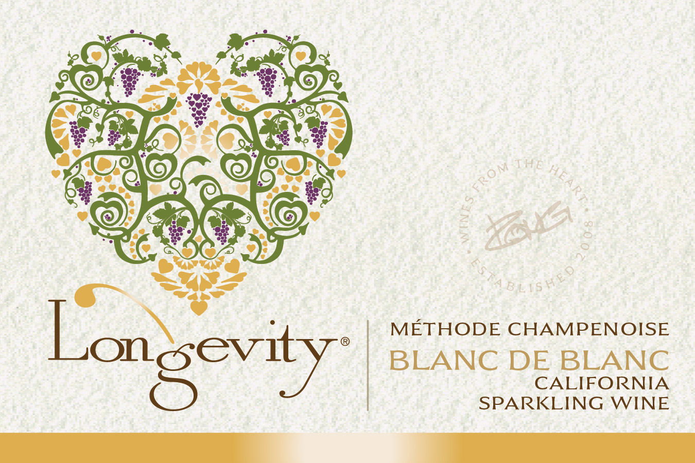 TABC label artwork for Longevity Blanc De Blanc Sparkling Wine California