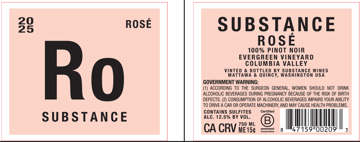 TABC label artwork for SUBSTANCE PINOT NOIR COLUMBIA VALLEY