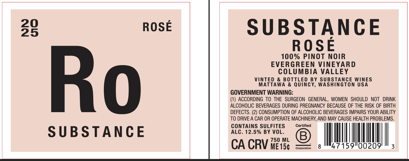 TABC label artwork for SUBSTANCE PINOT NOIR COLUMBIA VALLEY