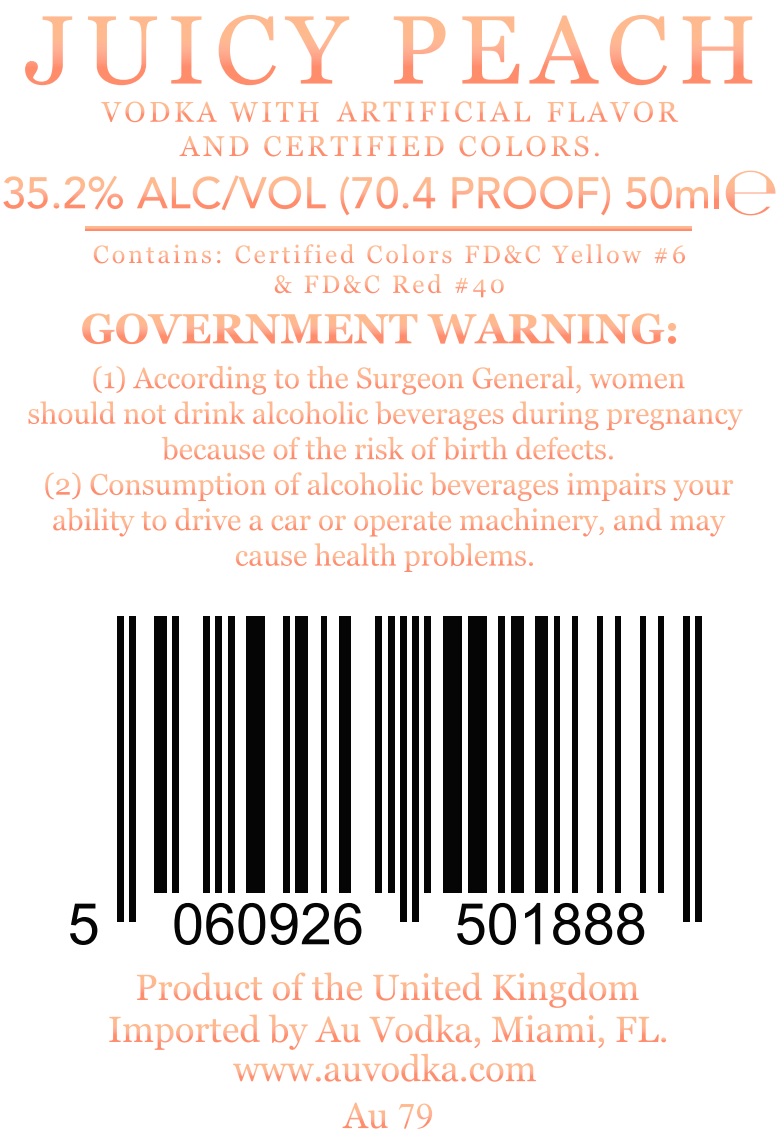 TABC label artwork for Au 79 Vodka Juicy Peach