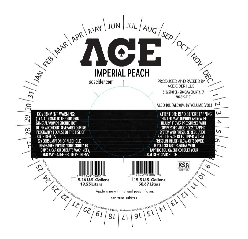 TABC label artwork for ACE IMPERIAL PEACH