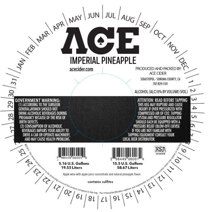 TABC label artwork for ACE IMPERIAL PINEAPPLE
