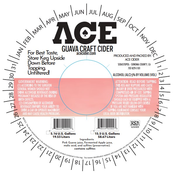 TABC label artwork for ACE GUAVA CRAFT CIDER
